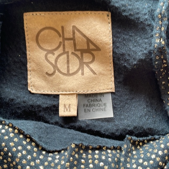 Chaser Glitter Jersey Draped Cowl Neck Halter Top Strappy Teal Green & Gold Sz M - Picture 4 of 16